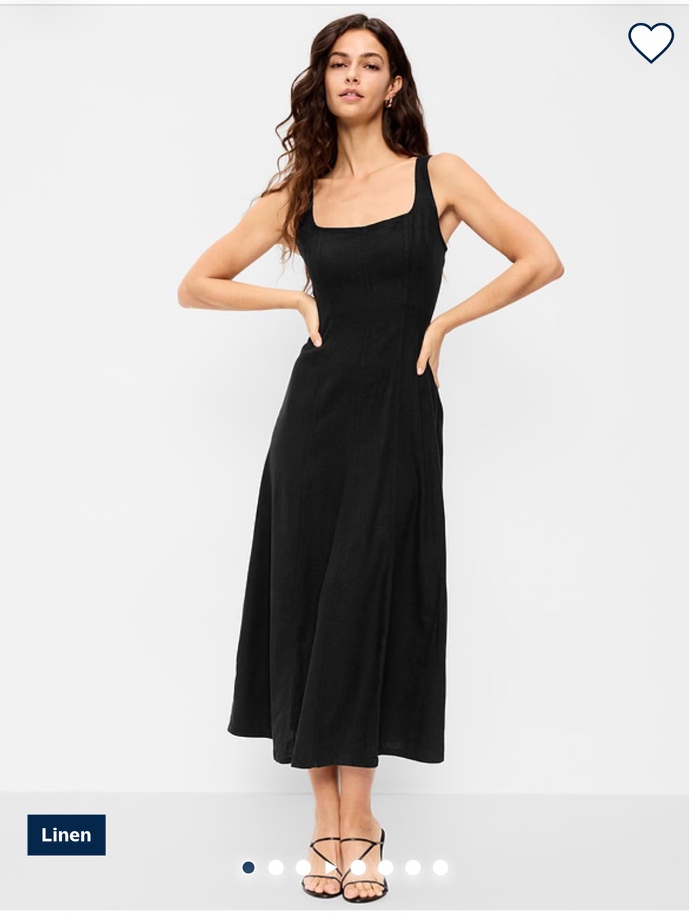 Old Navy Linen Sleeveless Square-Neck Black Linen Dress NEW